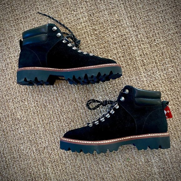 Madewell NWT CityWalk Lug Sole Black Suede Leather Boots 7M - Picture 12 of 14